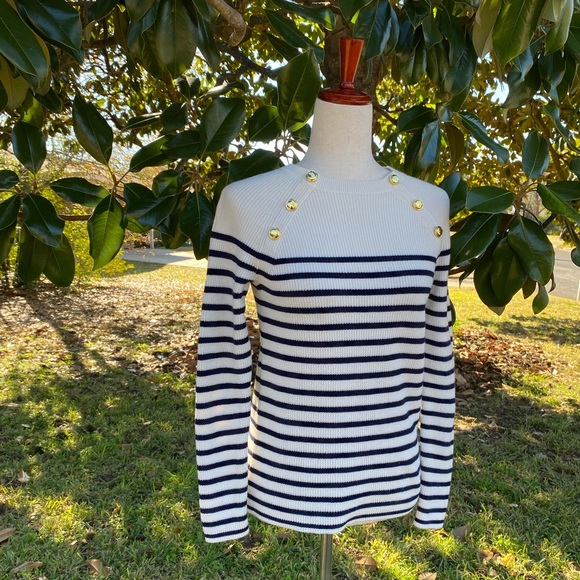 Talbots Sweaters - Navy and White Striped Sweater